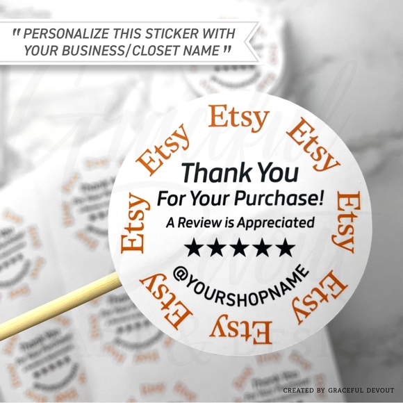 Etsy- 2" (inches) Thank You Round Sticker- 2" (inches) (48ct.)[GD36-48] - Picture 4 of 6